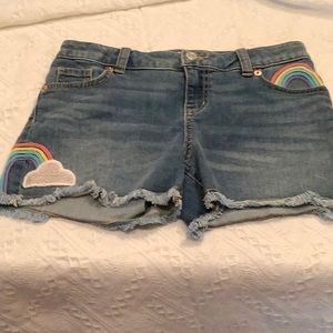 Girls Cat and Jack Denim Shorts Rainbow Shorts Size L 10-12